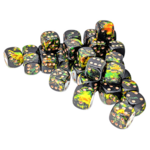 Chessex Chessex Brush Deep Forest Black and Green w/ Orange 12 mm d6 36 die set