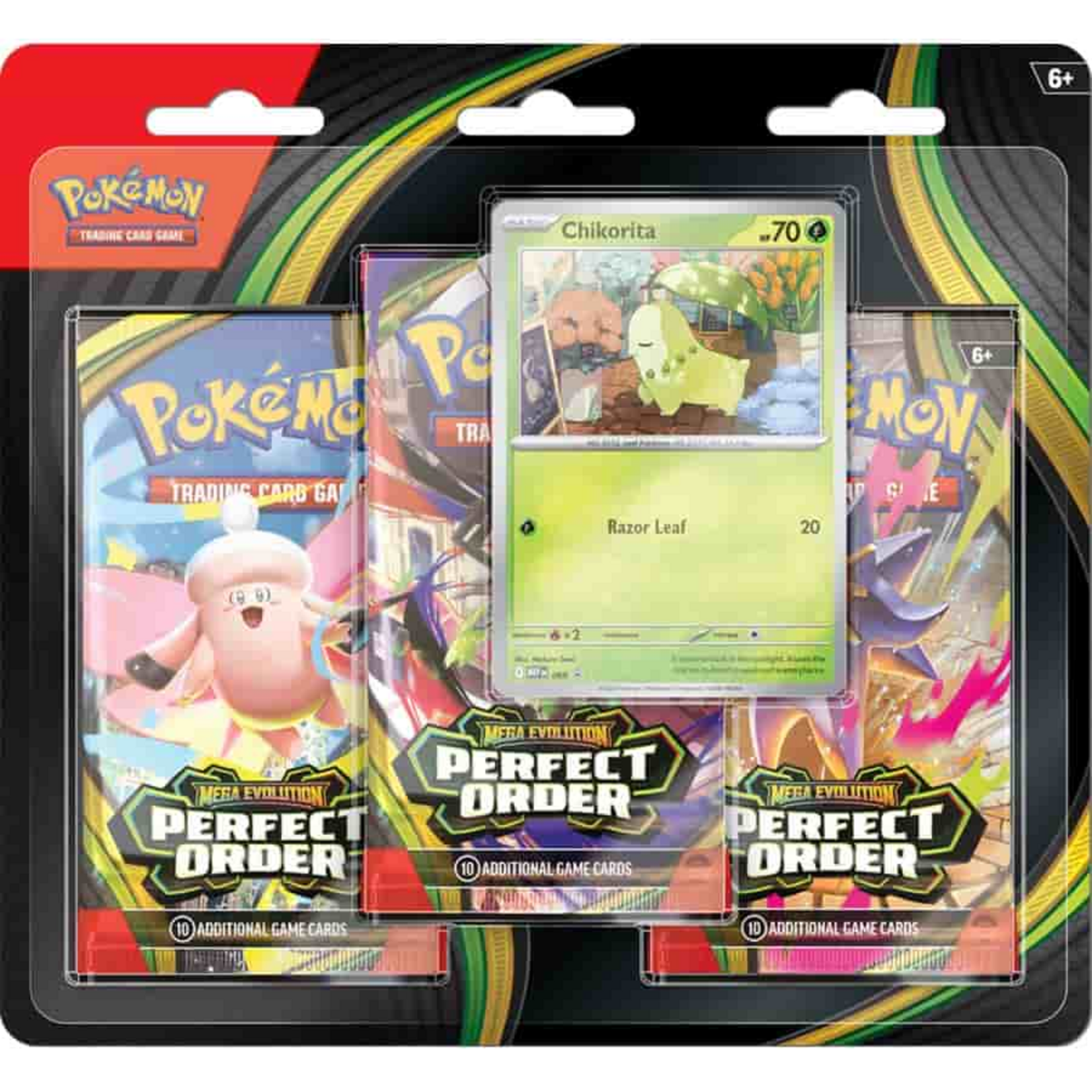 Pokemon Company International Pokemon Mega Evolution Perfect Order 3-Booster Blister Chikorita