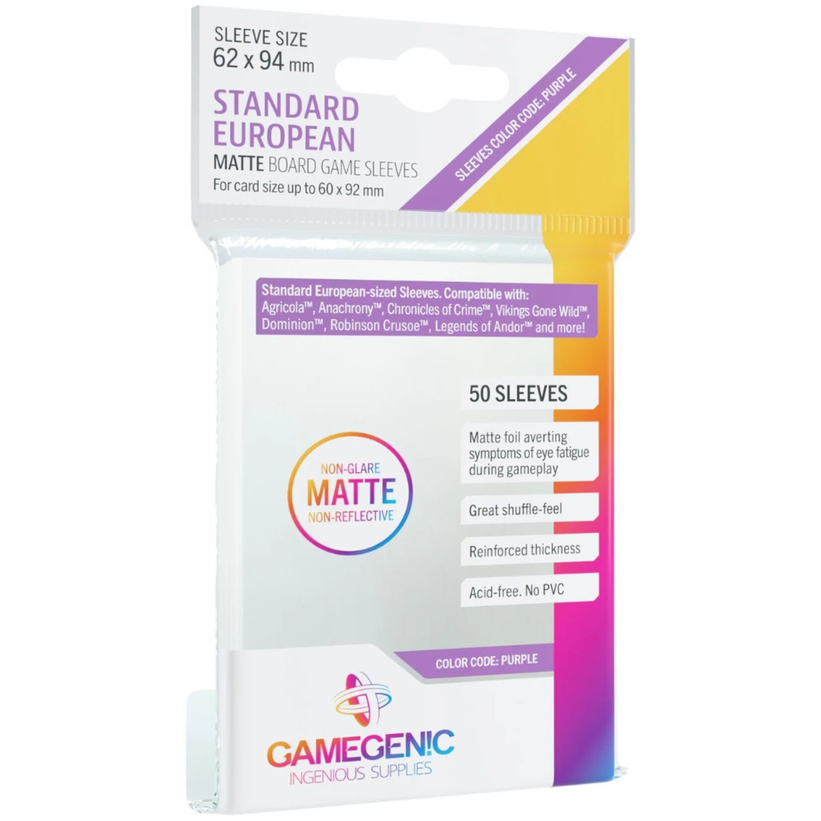 Gamegenic GameGenic Matte Sleeves Standard European Clear