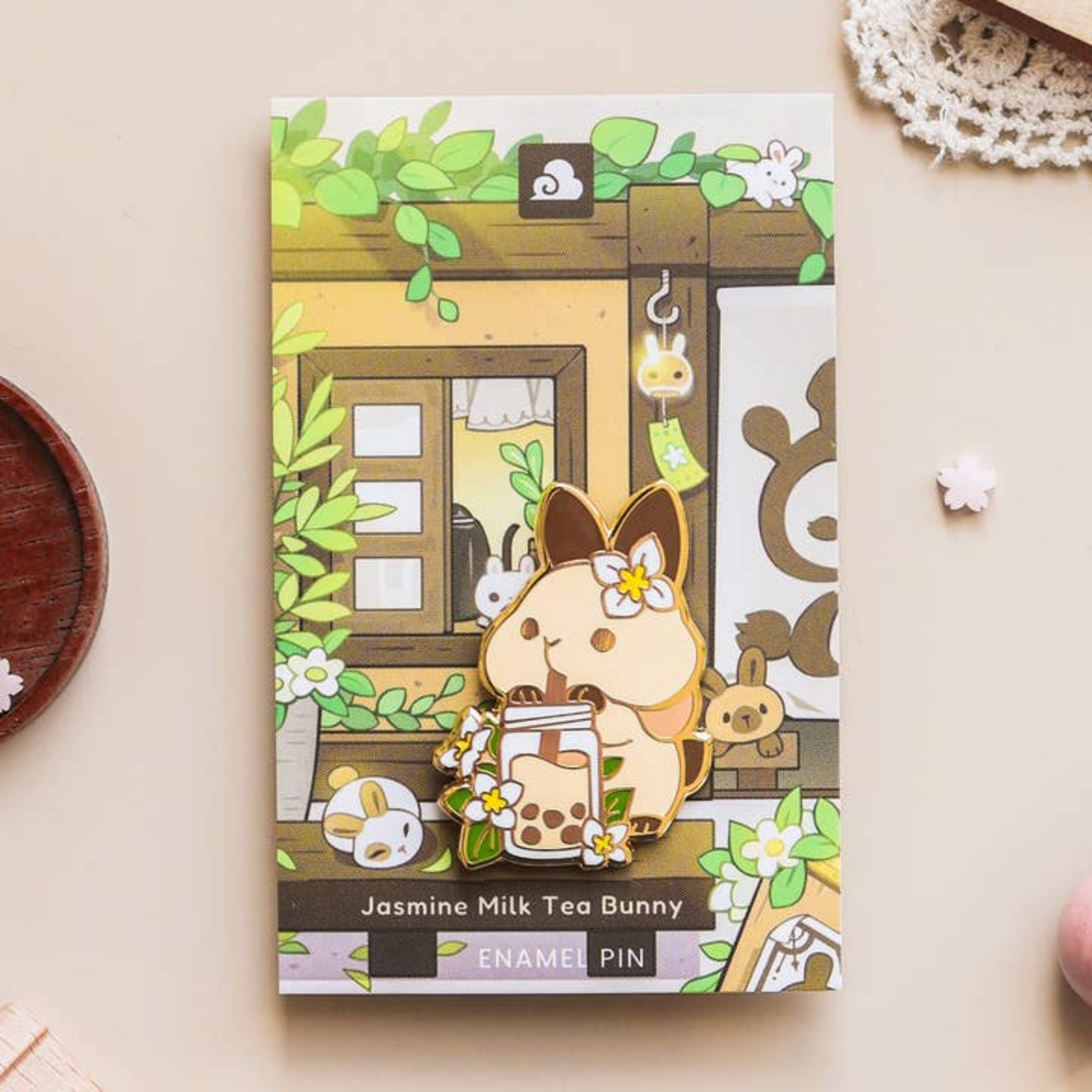 Thousand Skies Jasmine Milk Tea Bunny Enamel Pin