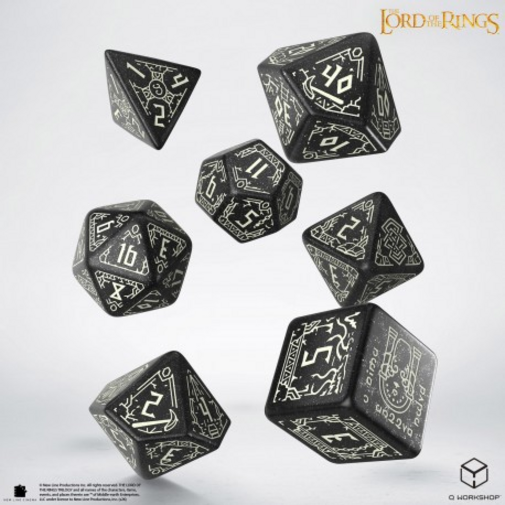 Q-Workshop The Lord of the Rings Moria Glow in the Dark Polyhedral 7 die set