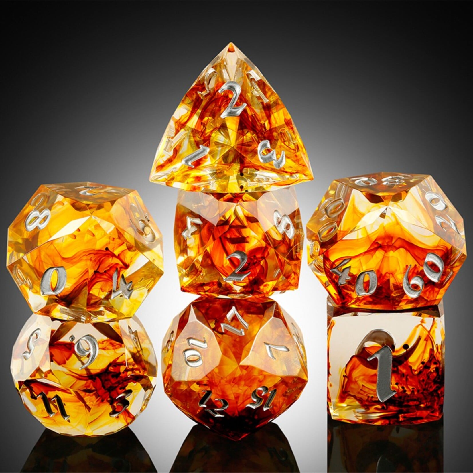 Dice Habit Dice Habit Faceted Sharp Edge Bourbon Polyhedral 7 die set