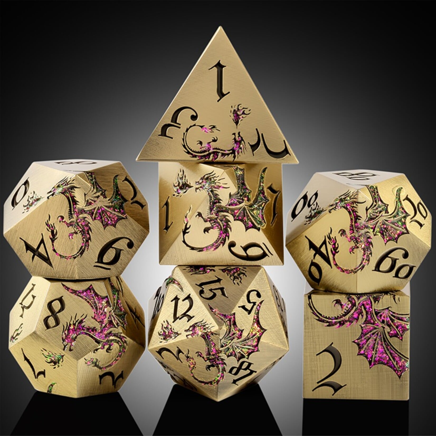 Dice Habit Dice Habit Dragon Mythic Metal and Enamel Polyhedral 7 die set