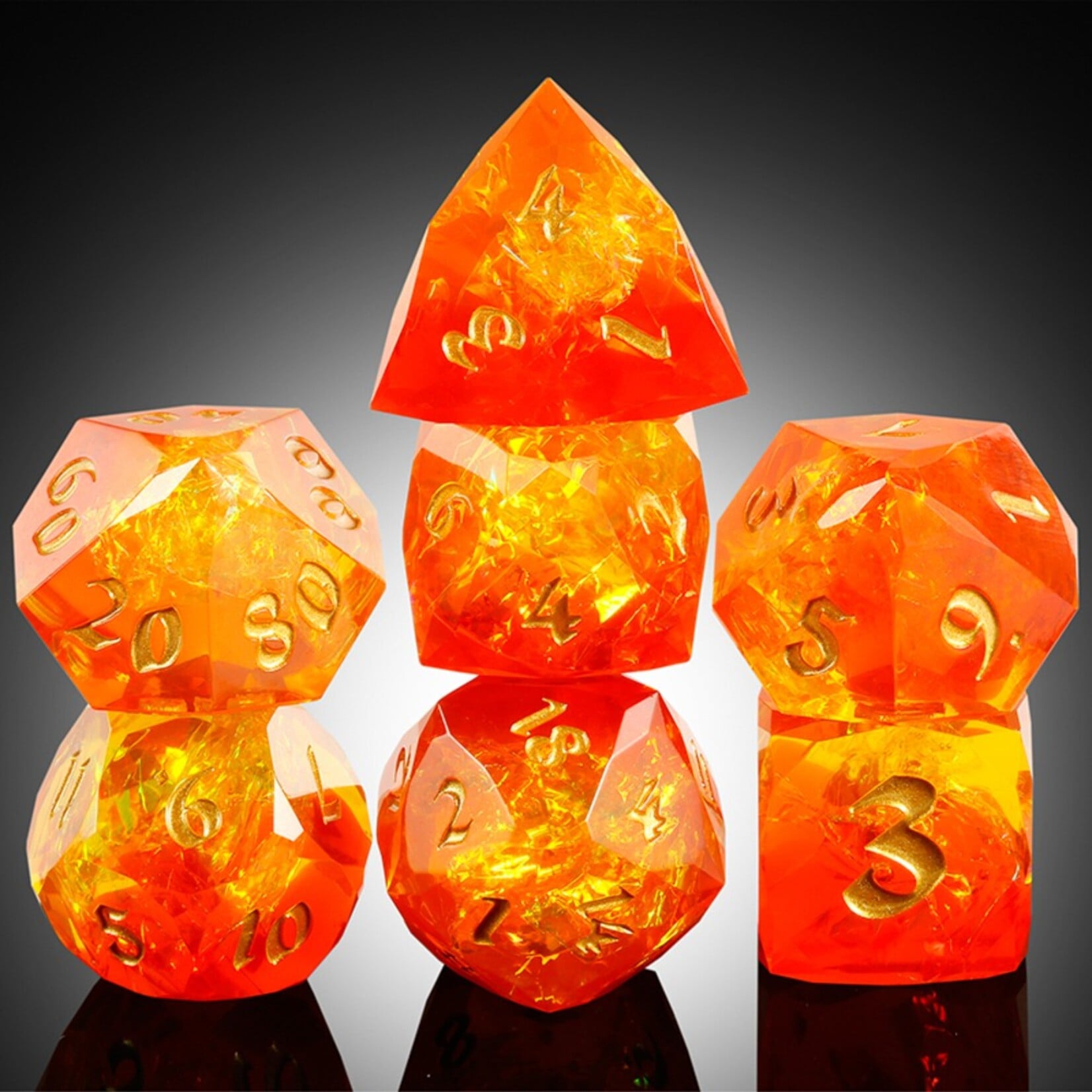 Dice Habit Dice Habit Faceted Sharp Edge Ignite Polyhedral 7 die set