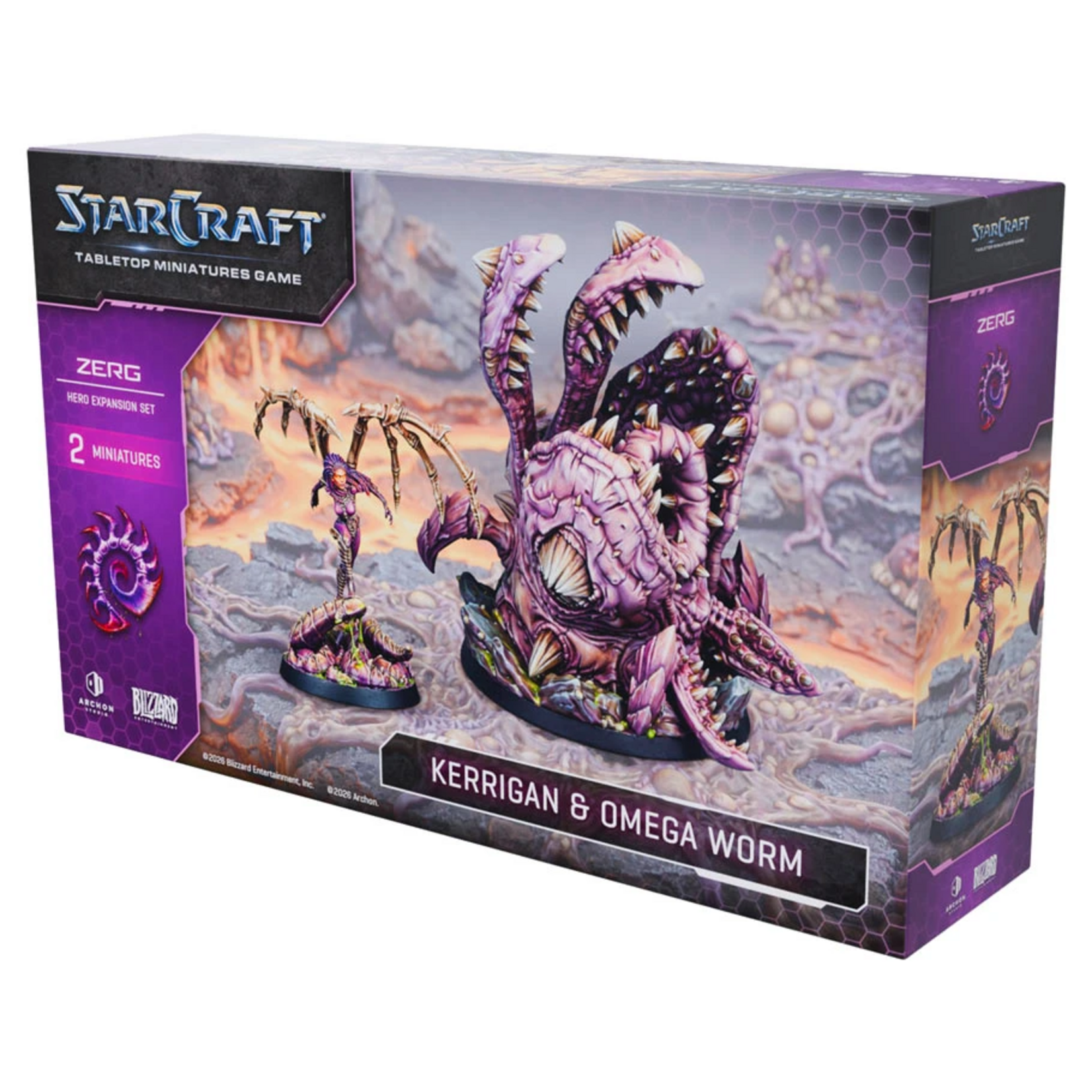 Archon Studios StarCraft Tabletop Miniatures Game Zerg Kerrigan and Omega Worm Hero Expansion Set
