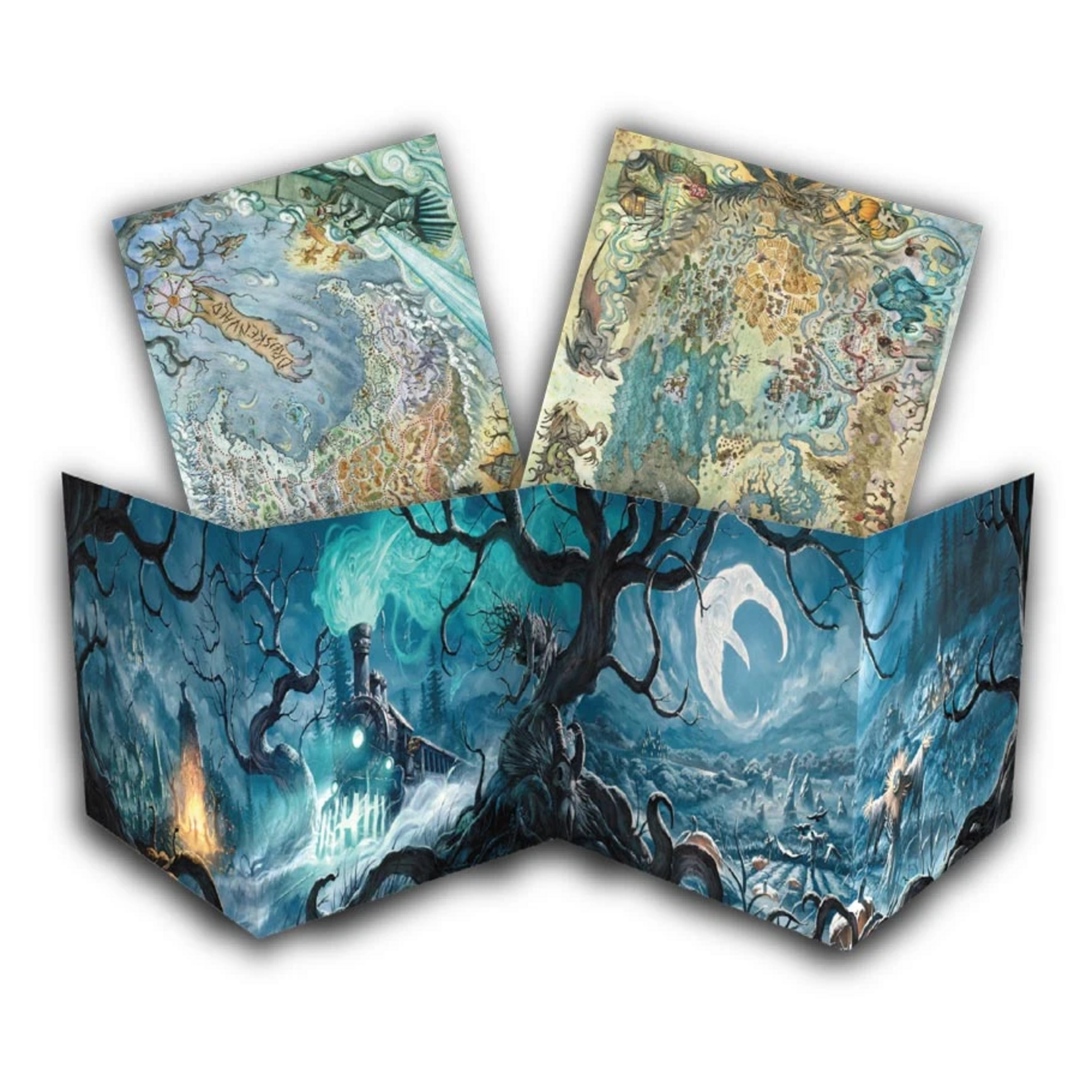Avantris Entertainment 5E The Crooked Moon Wickermoor GM Screen and Maps