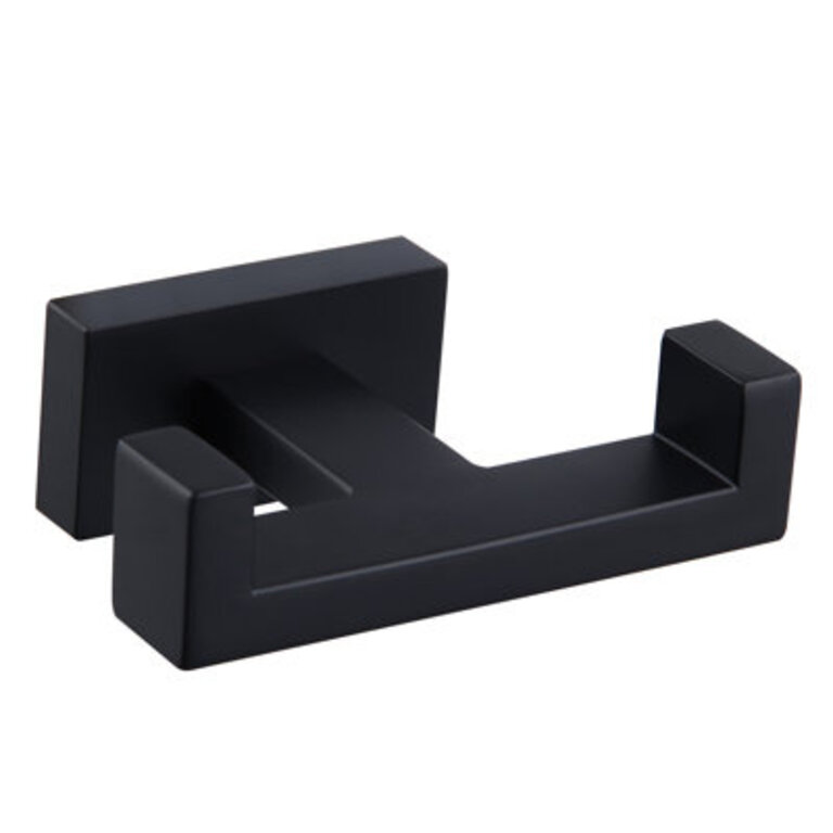 Bathroom Stainless Steel Wall Mounted Double Towel Hook Finish: Matte Black