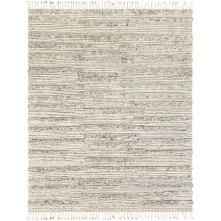 Emeline Hand-Knotted Wool Light Beige/Gray/Charcoal Area Rug Rug Size: Rectangle 6' x 9'