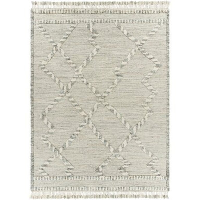 Natlee Moroccan Hand-Knotted Wool Light Gray/Ivory Area Rug Rug Size: Rectangle 8' x 10'