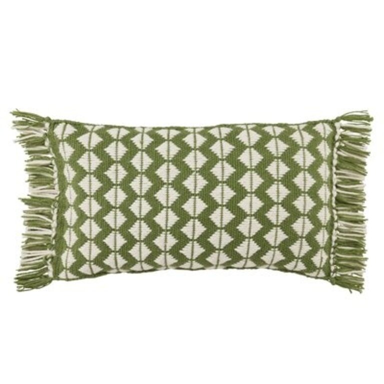 Senda Polyester/Polyester blend Lumbar Rectangular Indoor/Outdoor Pillow Color: Green/Ivory, Fill Material: Polyester/Polyfill