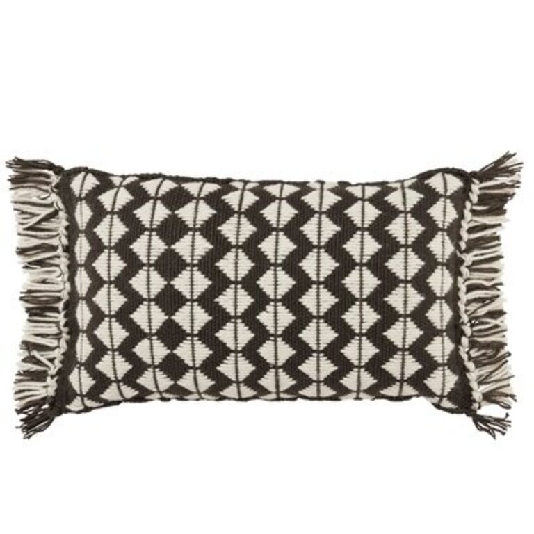 Senda Polyester/Polyester blend Lumbar Rectangular Indoor/Outdoor Pillow Color: Black/Ivory, Fill Material: Polyester/Polyfill