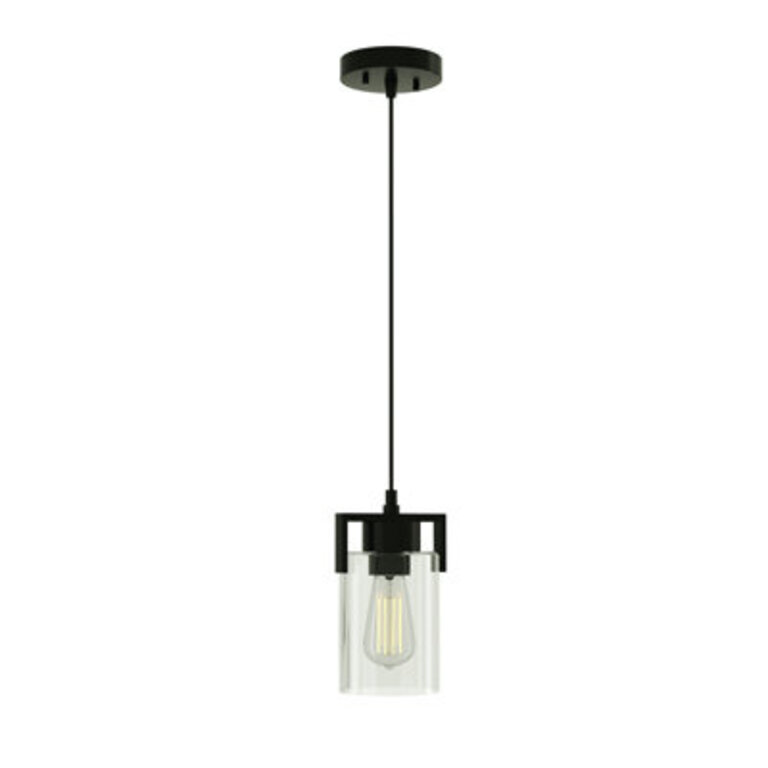 Aretta 1-Light Dimmable Single Cylinder Pendant Finish: Matte Black