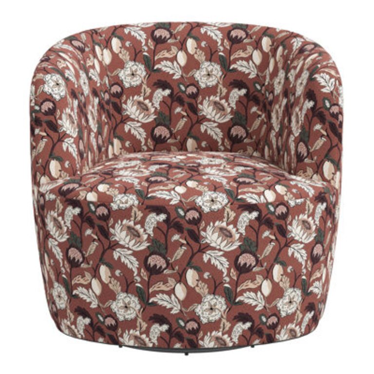 Mina 30" W Swivel Barrel Chair Fabric: Dottie Floral Weathered Rose OGA 100% Cotton