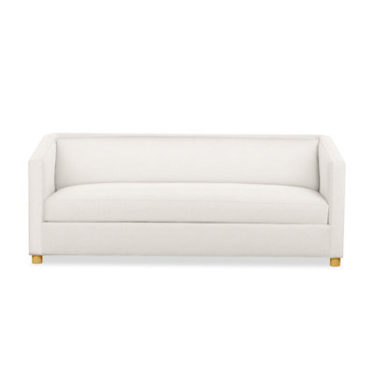 Emilie 84'' Upholstered Sofa Body Fabric: Lena Off White Performance Linen Blend, Leg Color: Oak