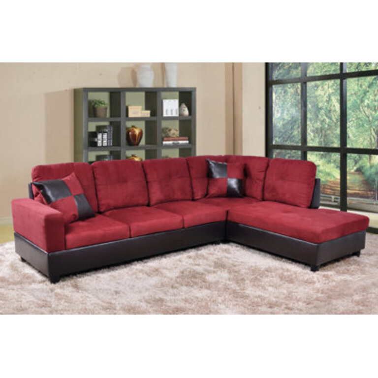 Derold 103.5" Wide Microfiber Modular Sofa & Chaise Fabric: Red Microfiber/Microsuede, Orientation: Right Hand Facing