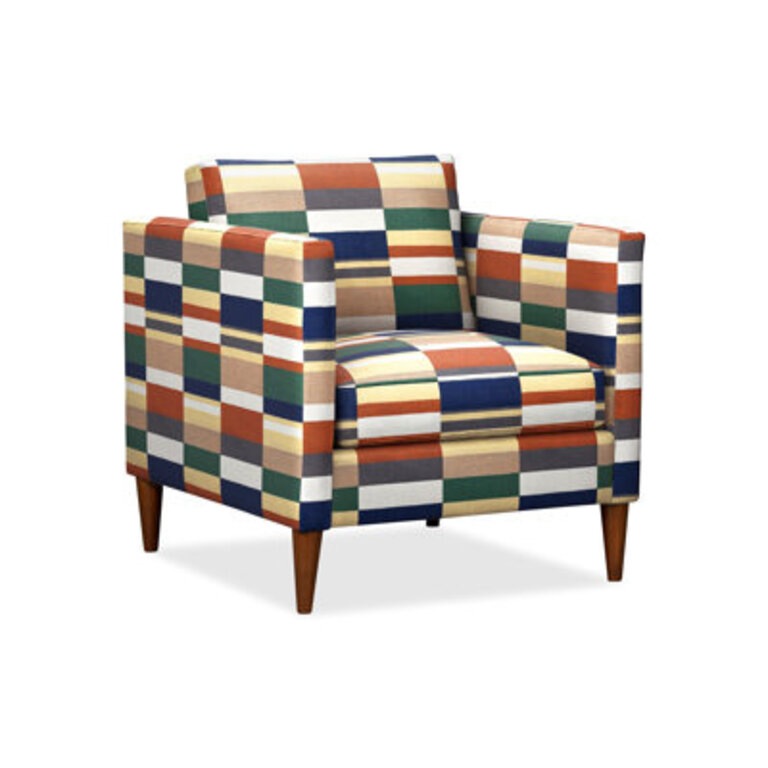 Clifford Upholstered Armchair Fabric: Bauhaus Stripe Spice