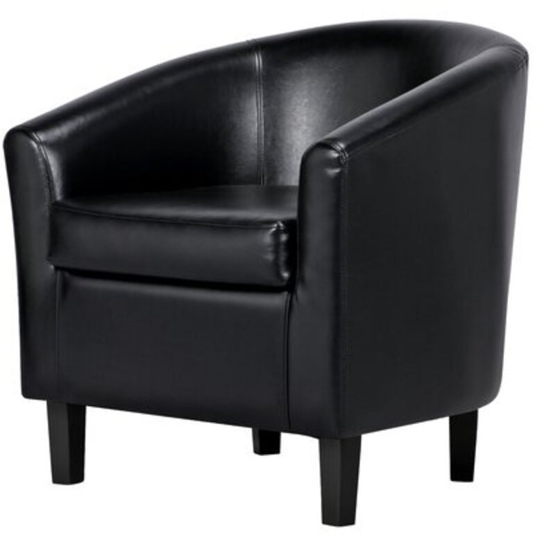 Seldon 70.1Cm Wide Vegan Leather Barrel Chair Leather Type: Black Faux Leather