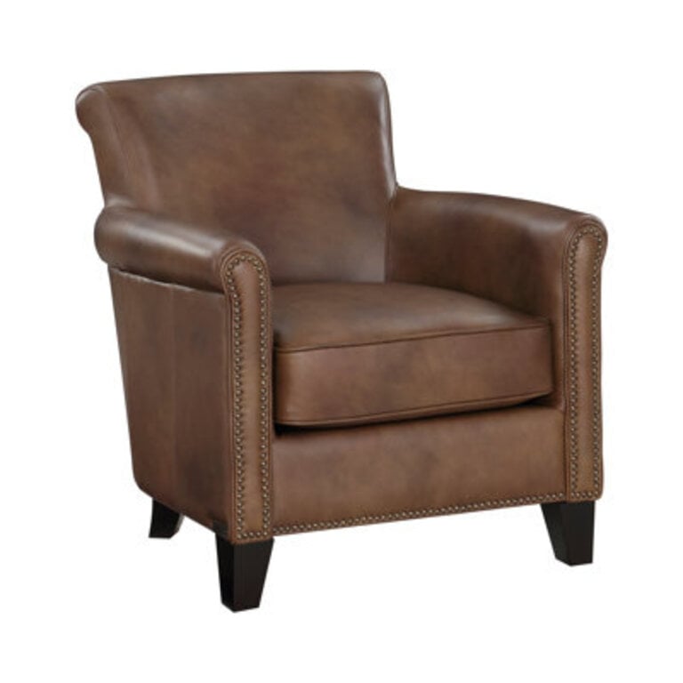 Accent Chair Body Fabric: Brown Genuine Leather