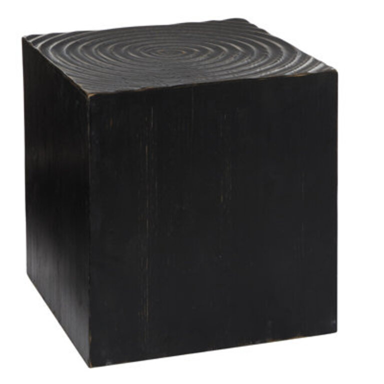 Wood Intricately Carved Accent Table Color: Black