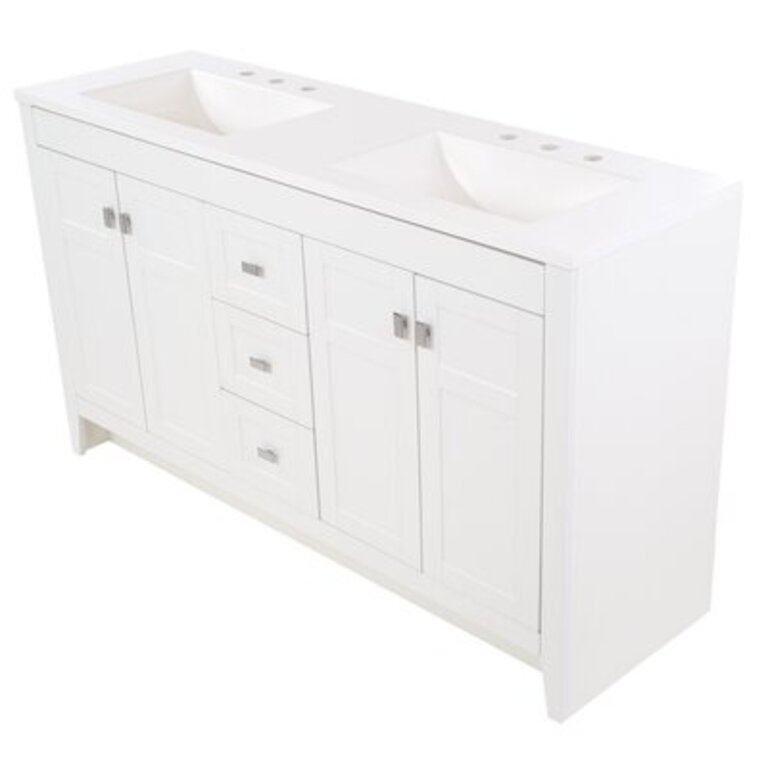 Finley 60" Double Bathroom Vanity Base Finish: White