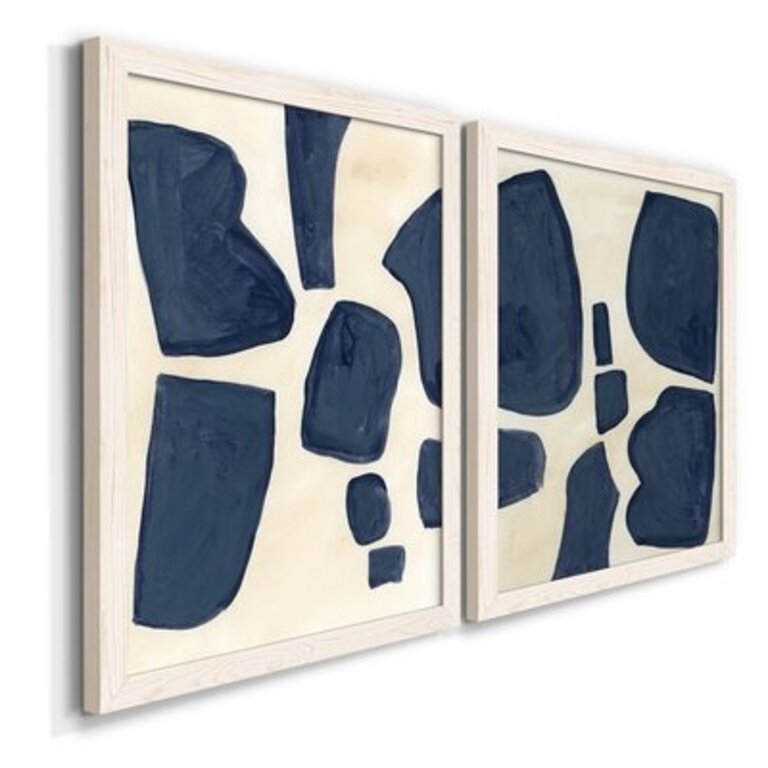 Blue Pieces I Premium Framed Canvas - Ready To Hang Frame Color: White Framed, Size: 20" H x 34" W x 1.5" D