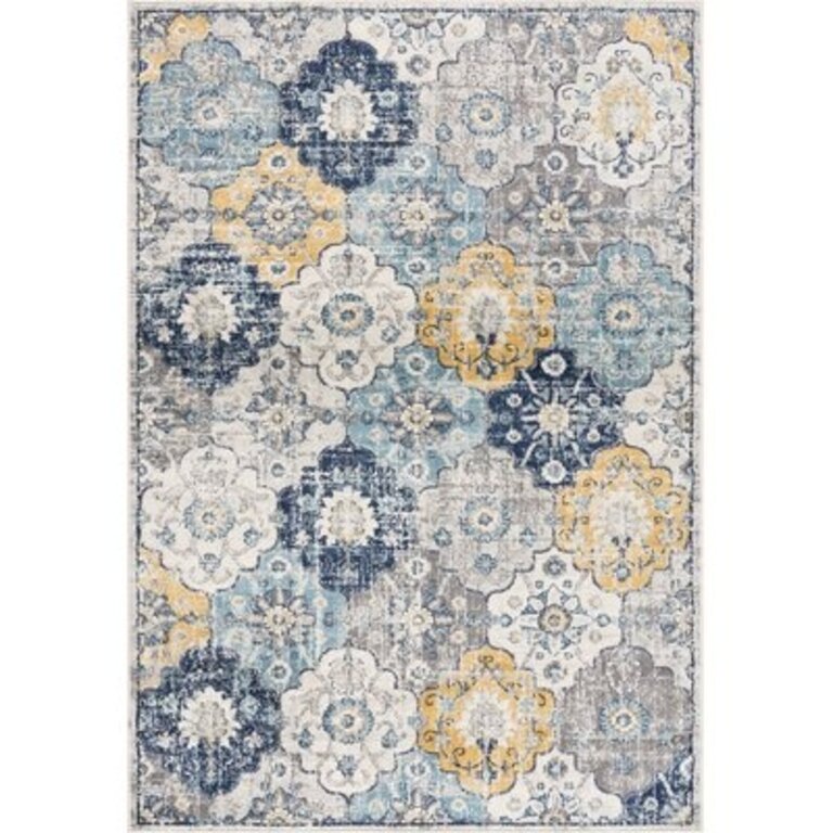 Kymiere Abstract Area Rug in Blue/Mustard Yellow Rug Size: Rectangle 9'2" x 12'5"