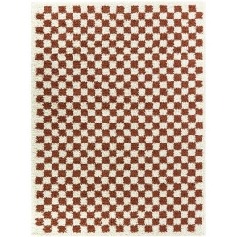 Walker Checkered Burnt Orange/Cream Shag Area Rug Rug Size: Rectangle 8'9" x 12'