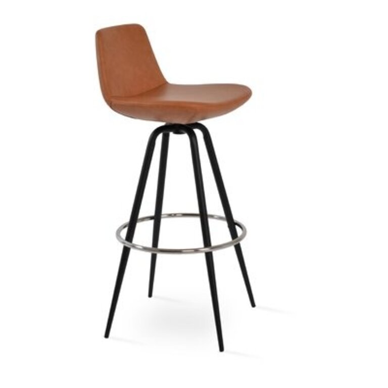 Pera Max Swivel Bar & Counter Stool Seat Height: Counter Stool (24” Seat Height), Color: Black, Upholstery: Brick PPM