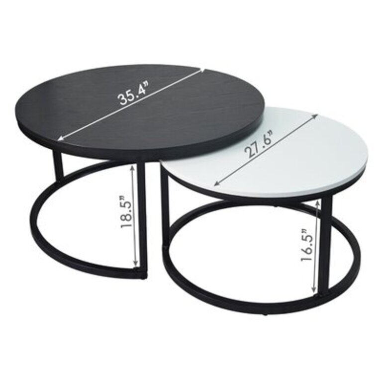 Latitude Run® 33.9 Inch  Coffee Table  (black & White)