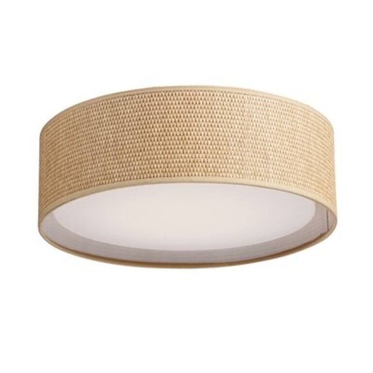 Audree 1 - Light Shaded Drum LED Flush Mount Shade Color/Pattern: Grass Cloth, Size: 5.5" H x 16" W x 16" D