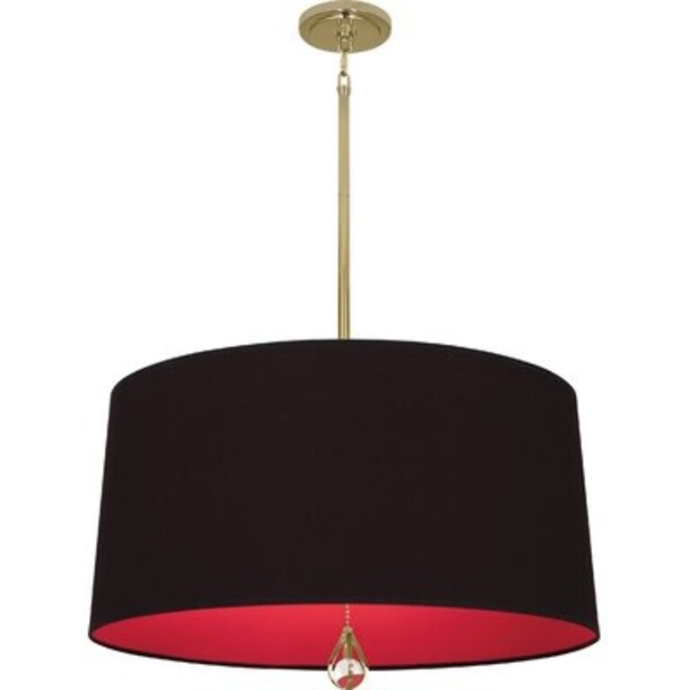 Williamsburg Custis 3 - Light Shaded Drum Chandelier with Crystal Accents Finish: Modern Brass, Shade Color: Blacksmith Black/Richmond Red Lining