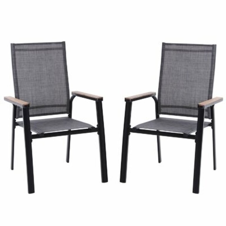 Alyah Stacking Aluminum Patio Dining Armchair Color: Gray