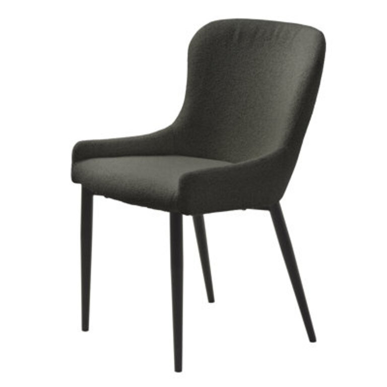 Upholstered Dining Chair, Off White Boucle/black Legs Upholstery Color: Deep Gray