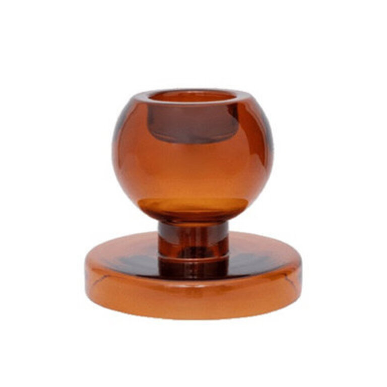 Candle Holder Both Sides Recycled Glass Apricot Orange Color: Apricot Orange