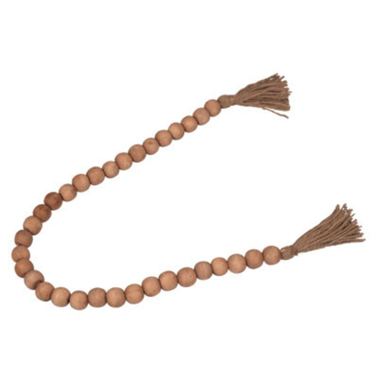 Wooden Beaded Garland - Contemporary 30" Mango Wood Home Decor Beaded Accent Color: Brown, Size (length): 28"