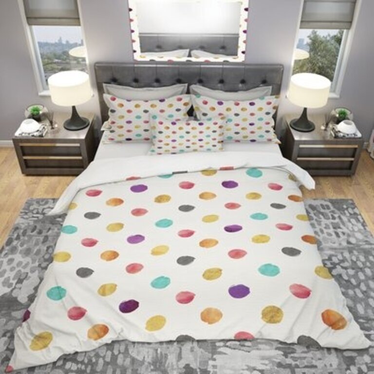 Polka Dot Pattern Duvet Cover Set Size: Twin Duvet Cover + 1 Sham