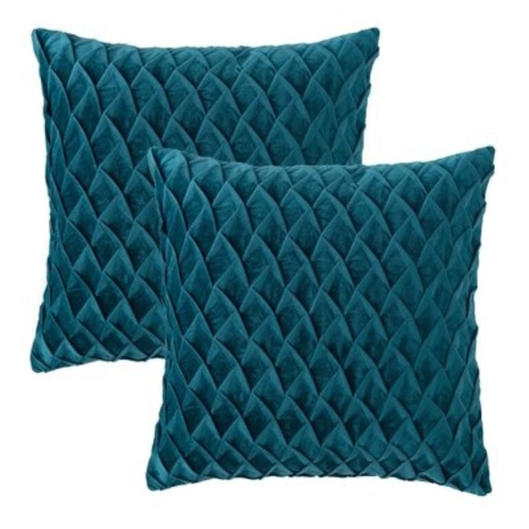 House of Hampton® Gem Textured Velvet Decorative Throw Pillow Cover Color: Teal