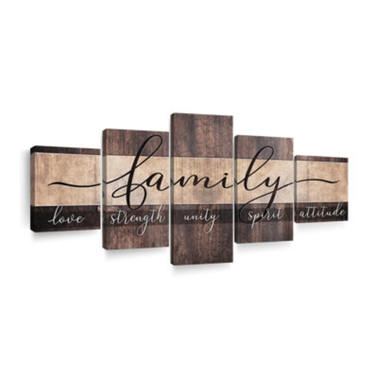 Family Qualities Typography Wall Art Size: 15" H x 36" W x 1" D