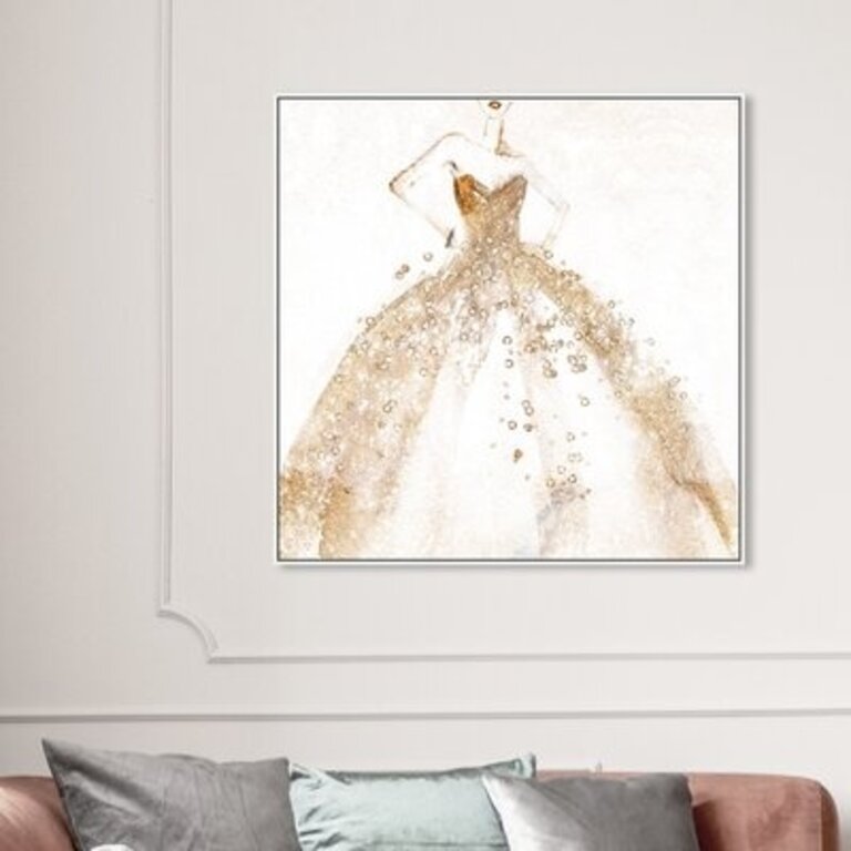 Night for Star Dress II - Painting Print on Canvas Format: White Floater Framed, Size: 30" H x 30" W x 1.5" D