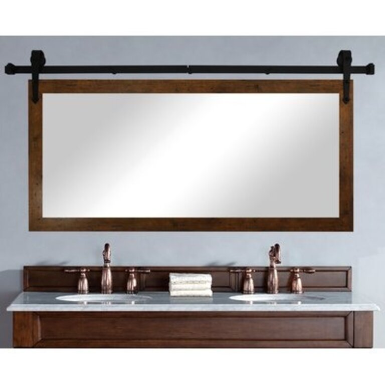 Neace Bathroom / Vanity Mirror Size: 31" H x 46" W, Finish: Light Walnut