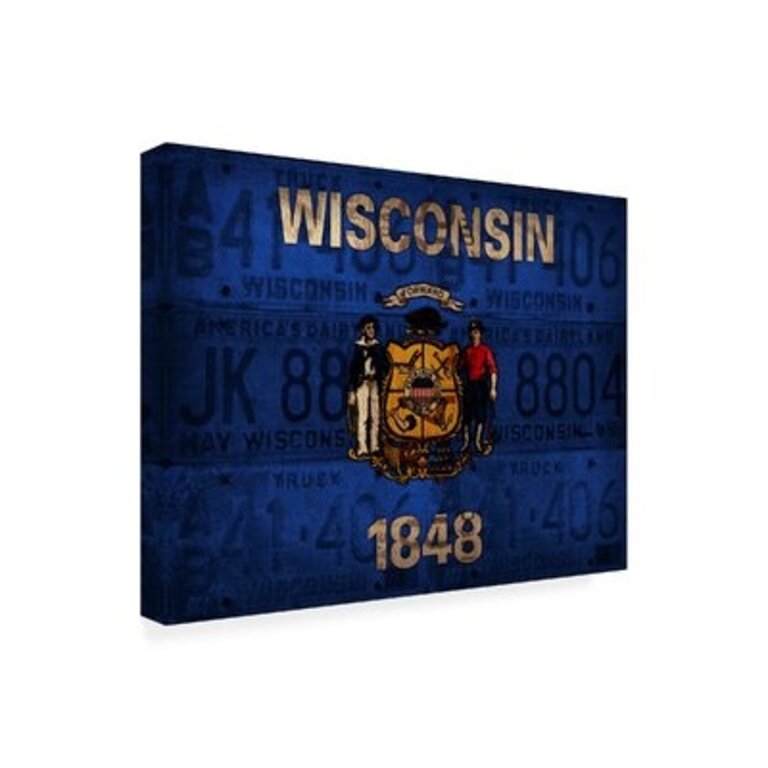 Wisocnson State Flag by Red Atlas Designs - Wrapped Canvas Graphic Art Size: 14" H x 19" W x 2" D