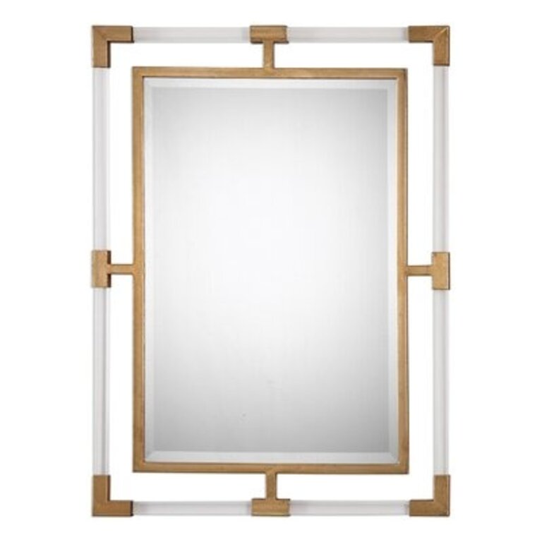 Modern & Contemporary Beveled Wall Mirror Size: 38" x 28", Finish: Gold