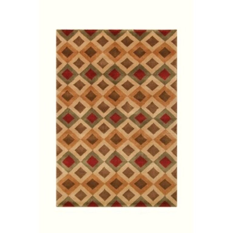 Youenn Geometric Hand Knotted Wool Brown/Red Area Rug Rug Size: 10' x 14'