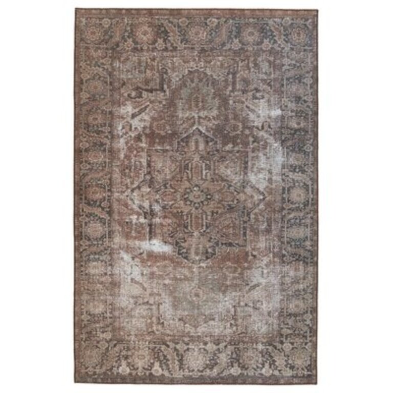 Machine Washable Minita Floral Power Loom Polyester Area Rug in Brown/Tan Rug Size: Rectangle 9' x 12'