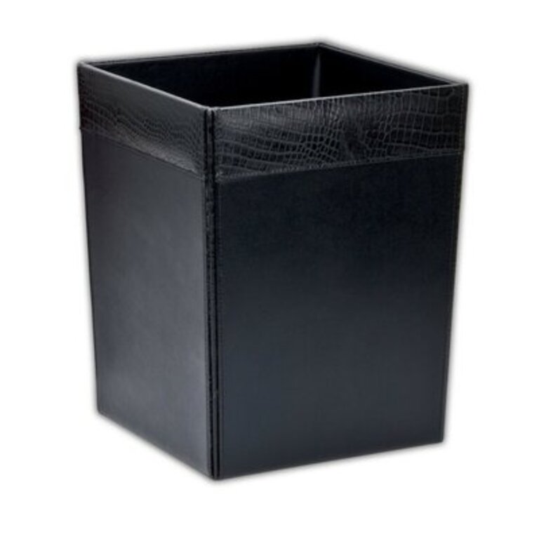 2000 Series Crocodile Embossed Leather 3.5 Gallon Waste Basket Color: Black