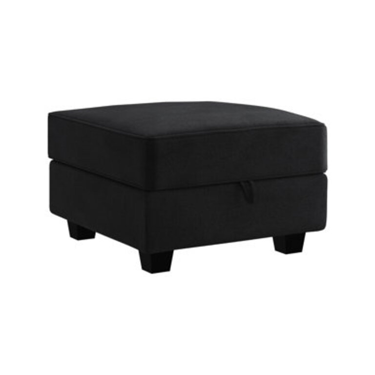 Ebern Designs Square Ottoman Module For Modular Sofa Blue Fabric: Black Velvet