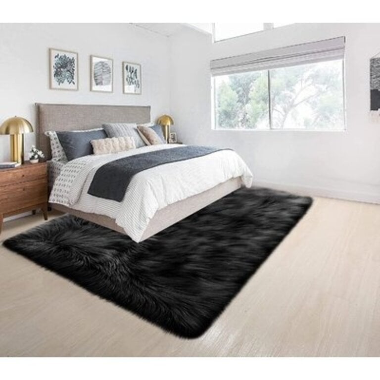 Faux Sheepskin Shag Rug, American Homes Collection Heustis, Faux Fur Rug, Area Rug, Living Room Rugs Suit For Bedroom Rug Size: Rectangle 6' x 9'