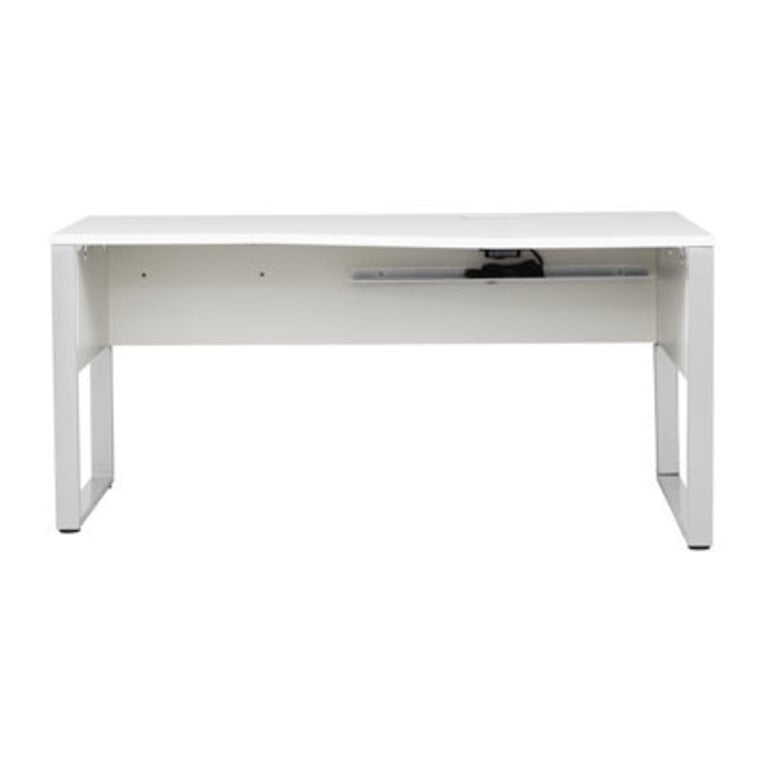 Ose Desk with Built in Outlets Color: White/Silver, Orientation: Right Hand Return