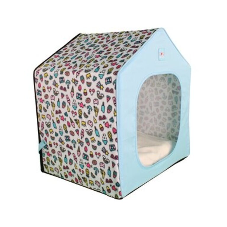 Portable House For Small Dogs & Cats With  Cushioned Pet Pillow -Teal