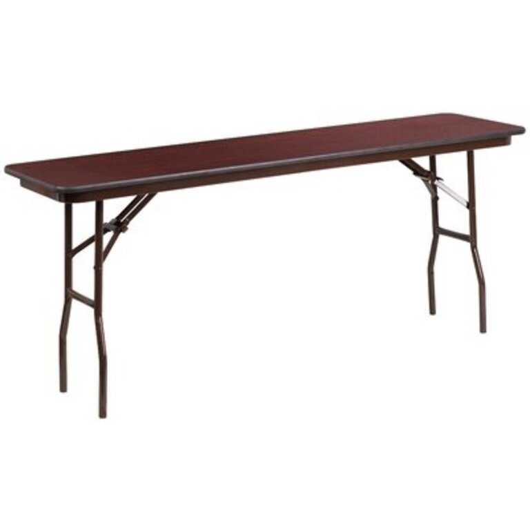 Wofford 18" x 60" Rectangular High Pressure Mahogany Laminate Folding Training Table Size: 30" H x 72" L x 18" W